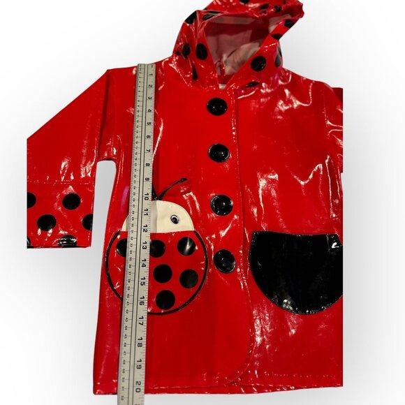 Kidorable Kids Ladybug Raincoat Hooded Jacket Red Black Polka Dot Size Girls 4T - Picture 8 of 16